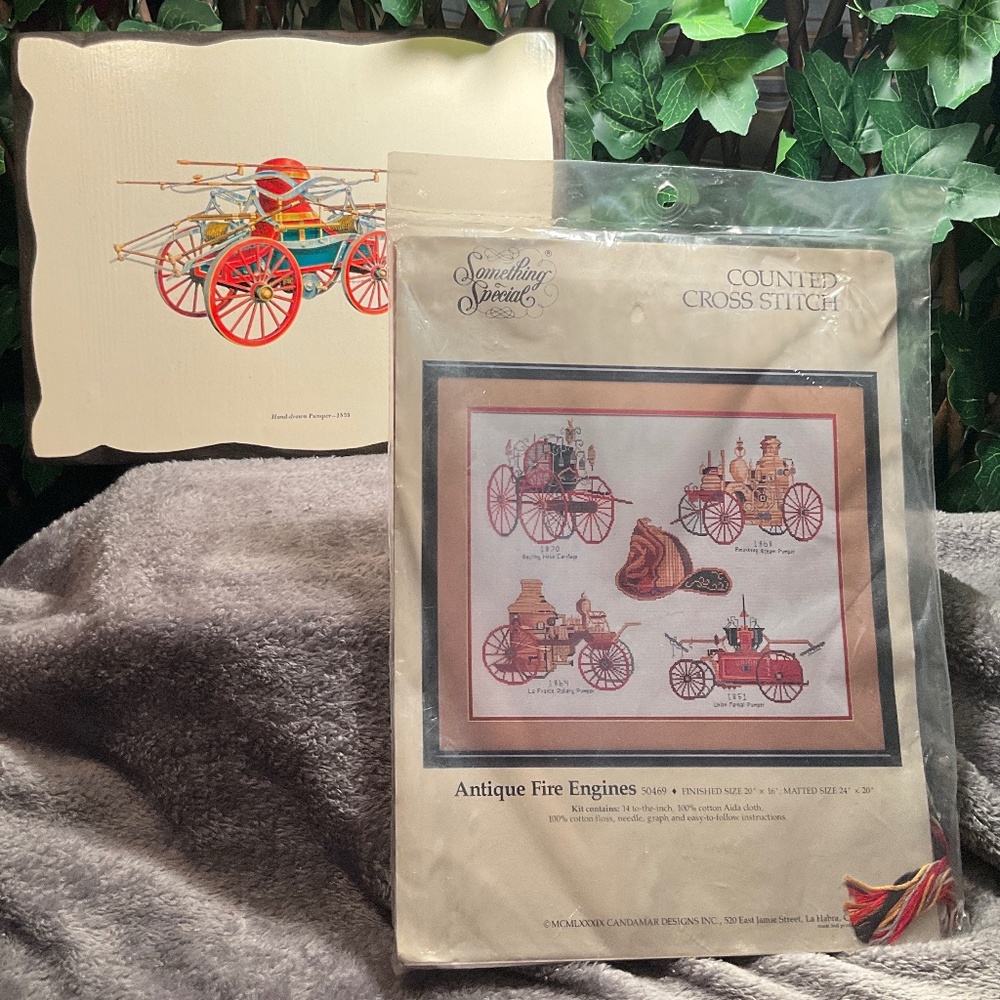 Vintage Something Special Counted Cross Stitch Antique Fire Engines Kit